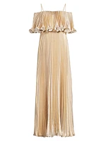 Nikita Metallic Pleated Maxi Dress