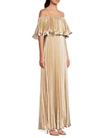 Nikita Metallic Pleated Maxi Dress