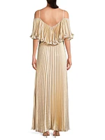 Nikita Metallic Pleated Maxi Dress