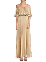 Nikita Metallic Pleated Maxi Dress