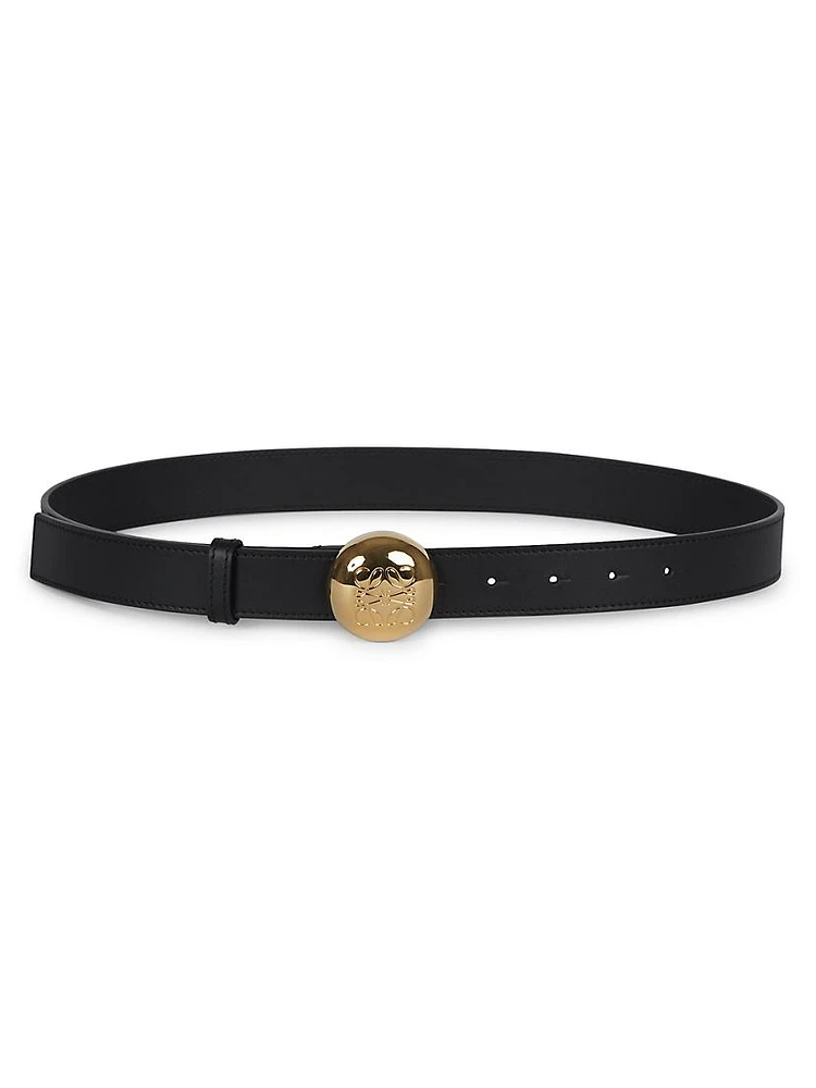 Monogram Pebble Buckle Leather Belt