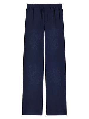 Pants Silk Floral Jacquard