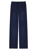 Pants Silk Floral Jacquard