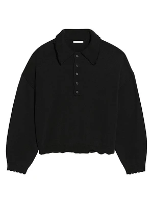 Cotton Long-Sleeve Polo Shirt