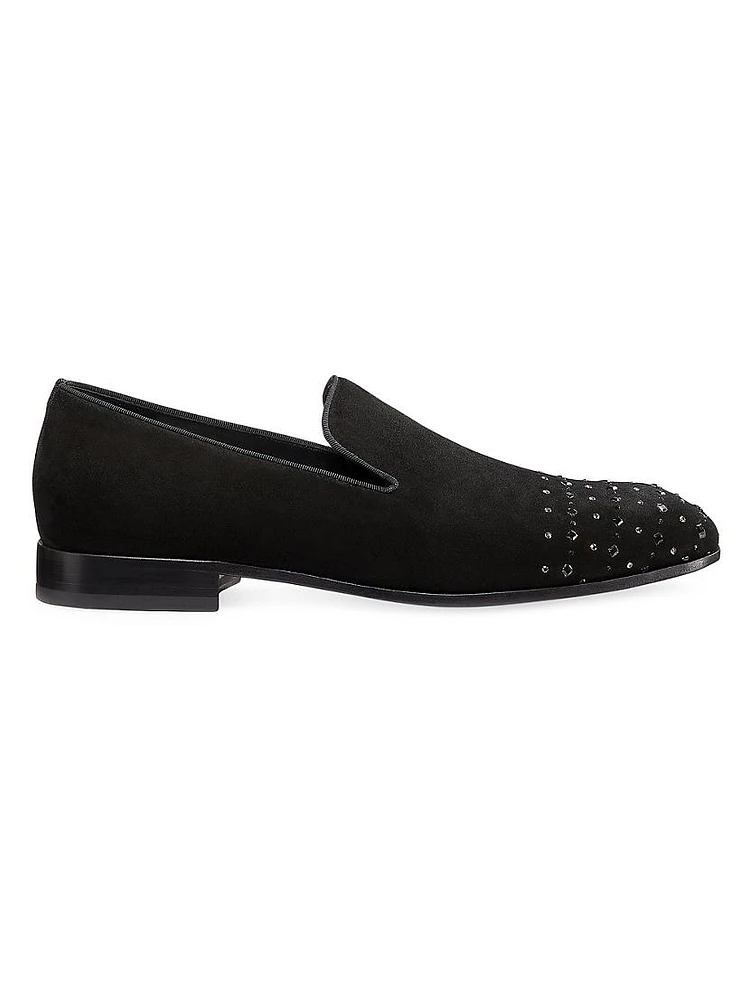 Premiere Party Crystal-Embellished Suede Loafers