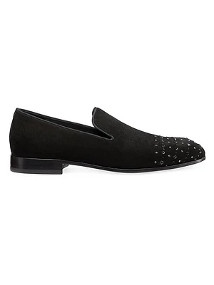 Premiere Party Crystal-Embellished Suede Loafers