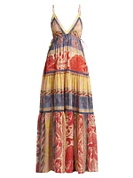 Patchwork Tiered Long Dress