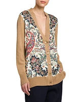 Paisley Silk V-Neck Cardigan