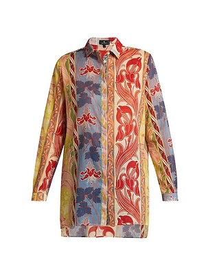 Floral Cotton Longline Shirt