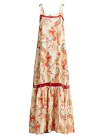 Striped Paisley Cotton-Silk Maxi Dress