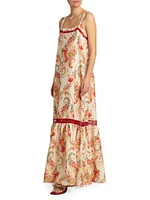 Striped Paisley Cotton-Silk Maxi Dress