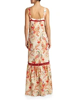 Striped Paisley Cotton-Silk Maxi Dress