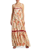 Striped Paisley Cotton-Silk Maxi Dress