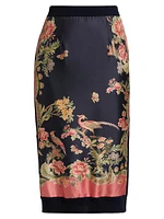 Garden Silk Combo Pencil Skirt