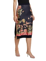 Garden Silk Combo Pencil Skirt