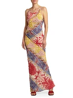 Printed Fringe Long Slipdress