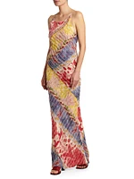 Printed Fringe Long Slipdress