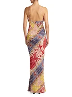 Printed Fringe Long Slipdress