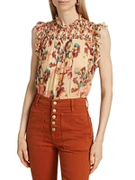 Georgina Watercolor Floral Silk Top