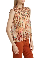 Georgina Watercolor Floral Silk Top