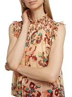 Georgina Watercolor Floral Silk Top