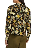 Veron Floral Printed Crepe De Chine Blouse