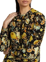 Veron Floral Printed Crepe De Chine Blouse