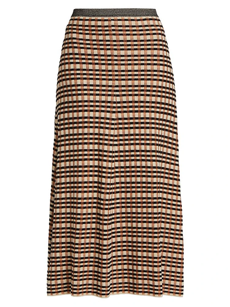 Amal Checked Jacquard Knitwear Skirt