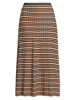 Amal Checked Jacquard Knitwear Skirt