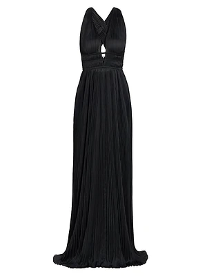 Veda Satin Plissé Gown