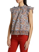 Fleur Floral Shadow-Stripe Top