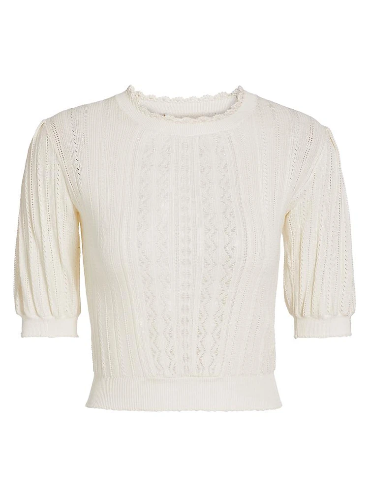 Gemma Silk-Cotton Pointelle Top