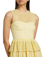 Jessica Geometric Eyelet Cotton Minidress