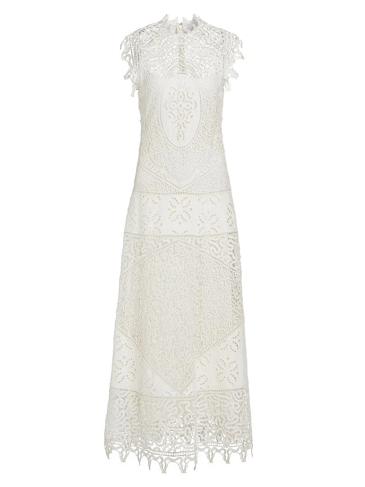 Flora Eyelet & Lace Linen Dress