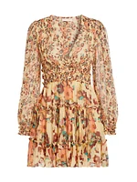 Lya Watercolor Floral Crinkle Chiffon Dress