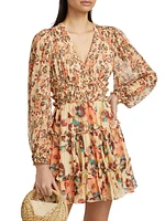 Lya Watercolor Floral Crinkle Chiffon Dress