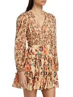 Lya Watercolor Floral Crinkle Chiffon Dress