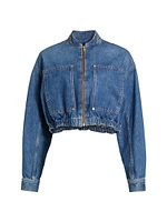 The Alessa Cropped Denim Bomber Jacket