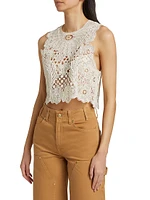 Jael Floral Lace Cotton & Silk-Blend Crop Top