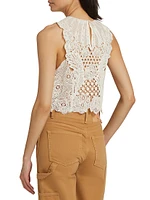 Jael Floral Lace Cotton & Silk-Blend Crop Top