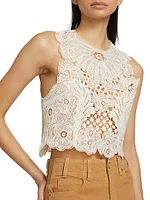 Jael Floral Lace Cotton & Silk-Blend Crop Top