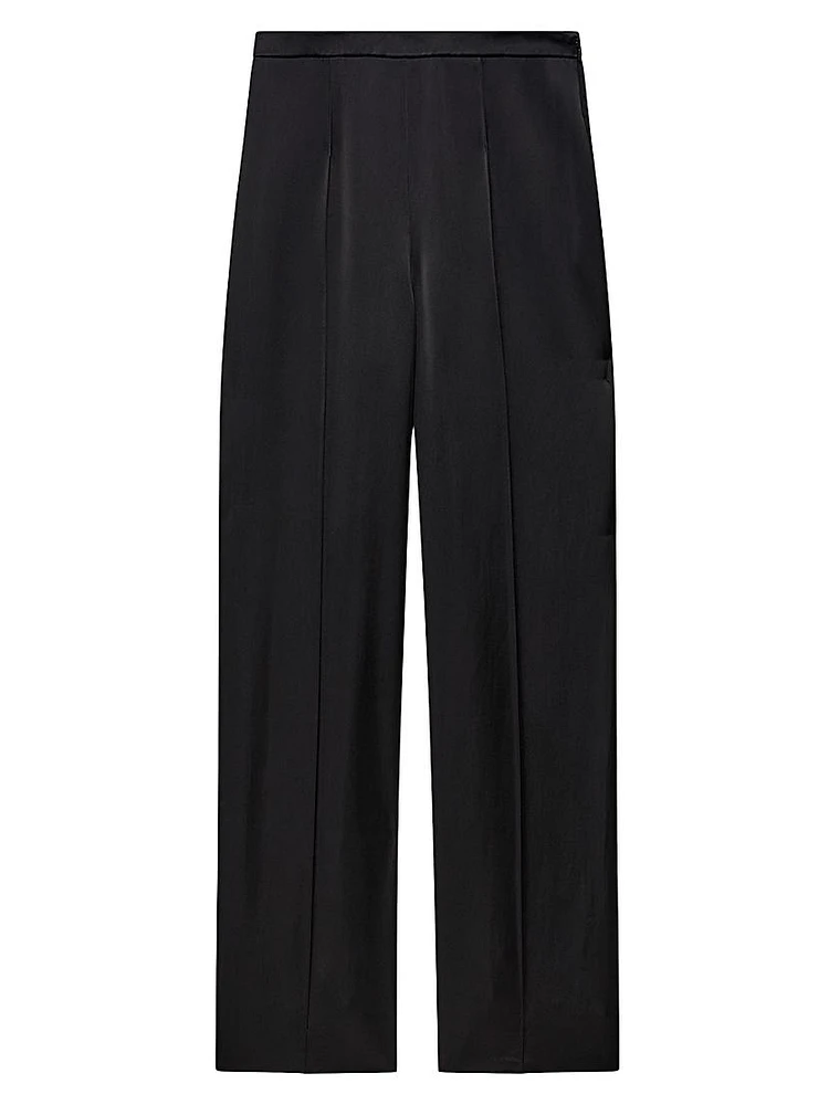 Mid-Rise Pintuck Trousers