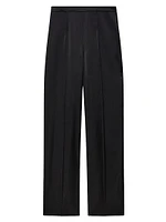 Mid-Rise Pintuck Trousers