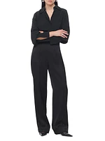 Mid-Rise Pintuck Trousers