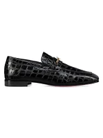 MJ Moc Man Crocodile-Embossed Leather Loafers