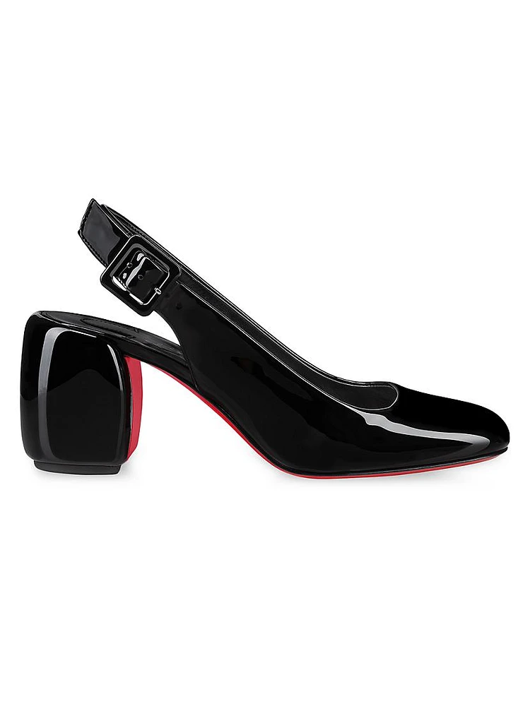 Minny 70MM Patent Leather Slingback Pumps