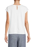 Stretch Cotton Cap-Sleeve Top