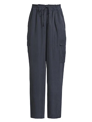 Silk Straight-Leg Cargo Pants