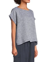 Linen Striped Short-Sleeve Top