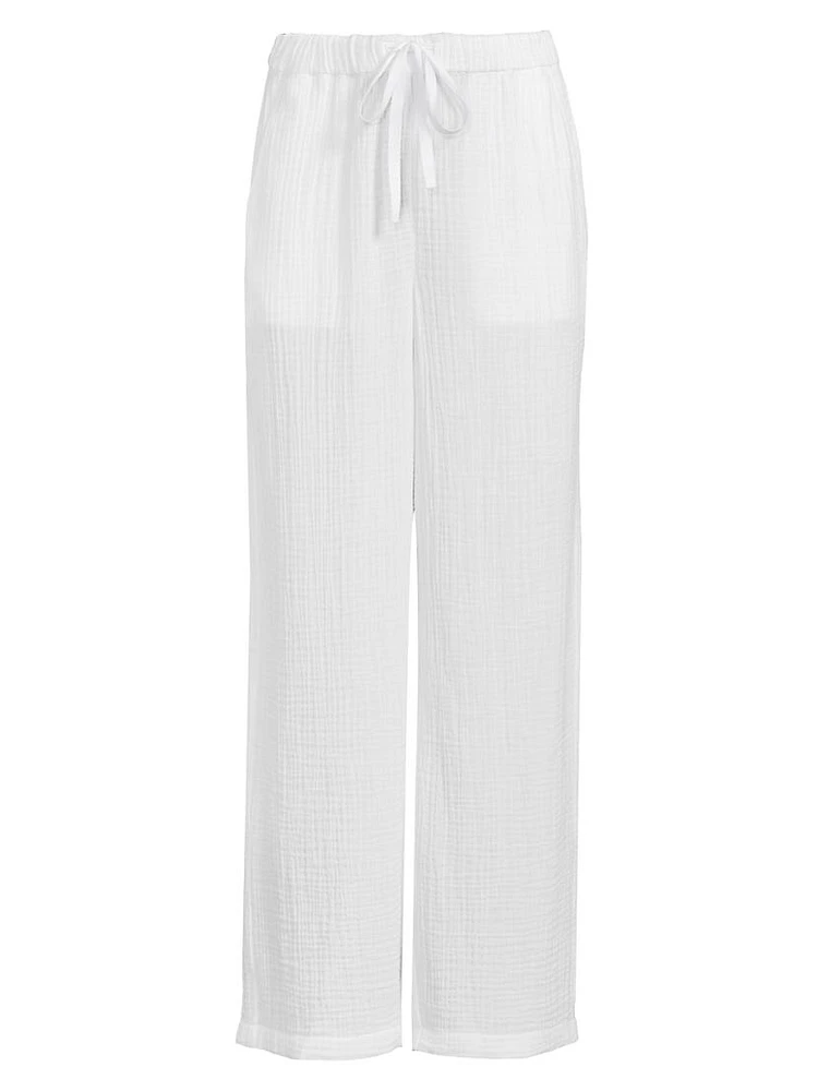 Gauze Cotton Wide-Leg Pants